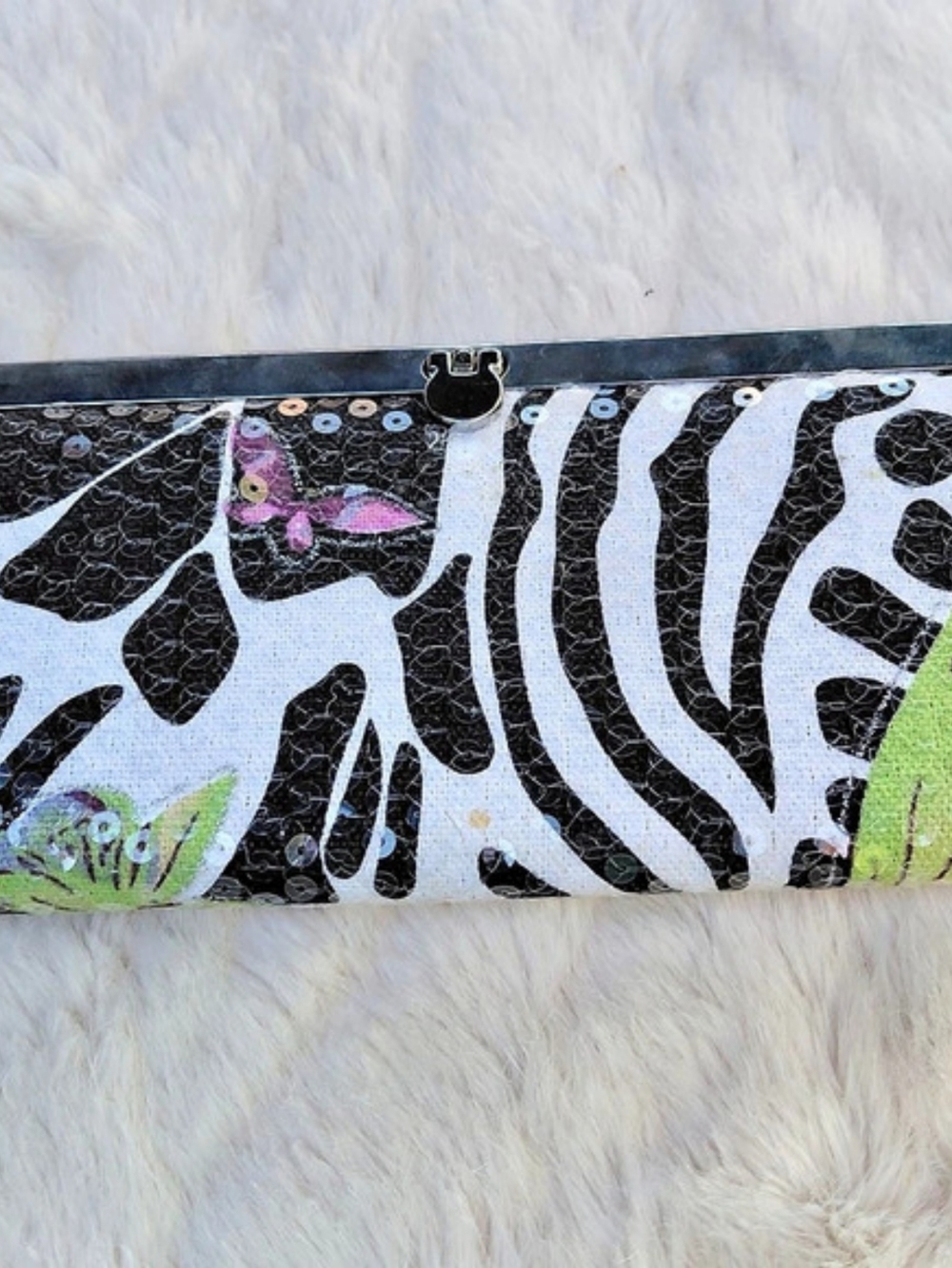 AMICI Accessories Animal Print Frame Clutch